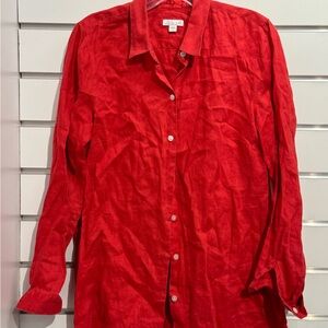 J. Jill Linen Red Collared Shirt